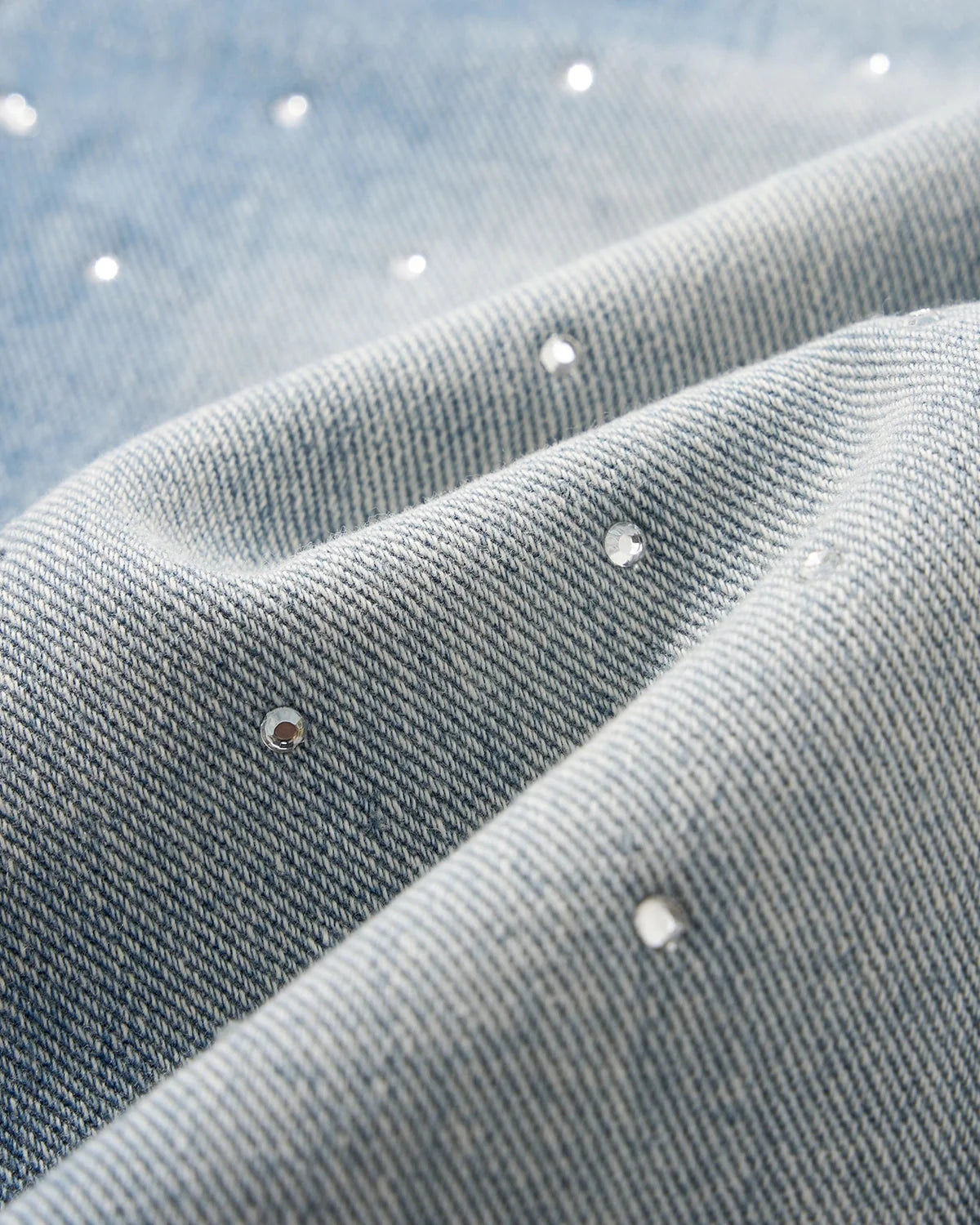Omygoods Rhinestone Baggy Jeans Shorts