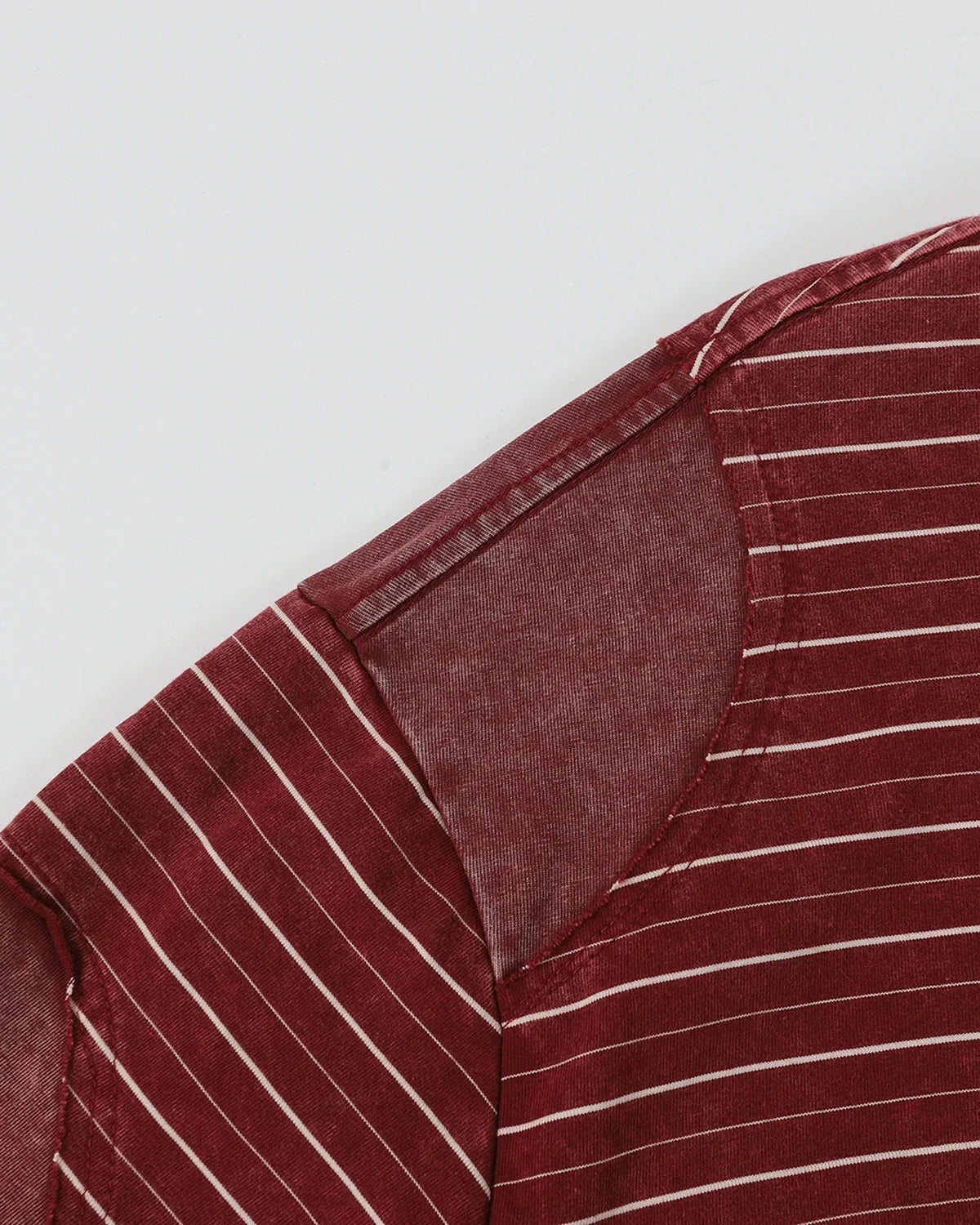 Omygoods Striped Patchwork Washed T-Shirt