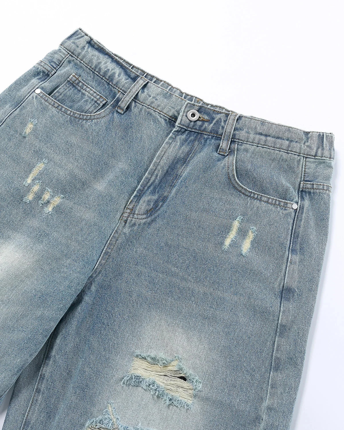 Omygoods Vintage Wash Distressed Baggy Jeans