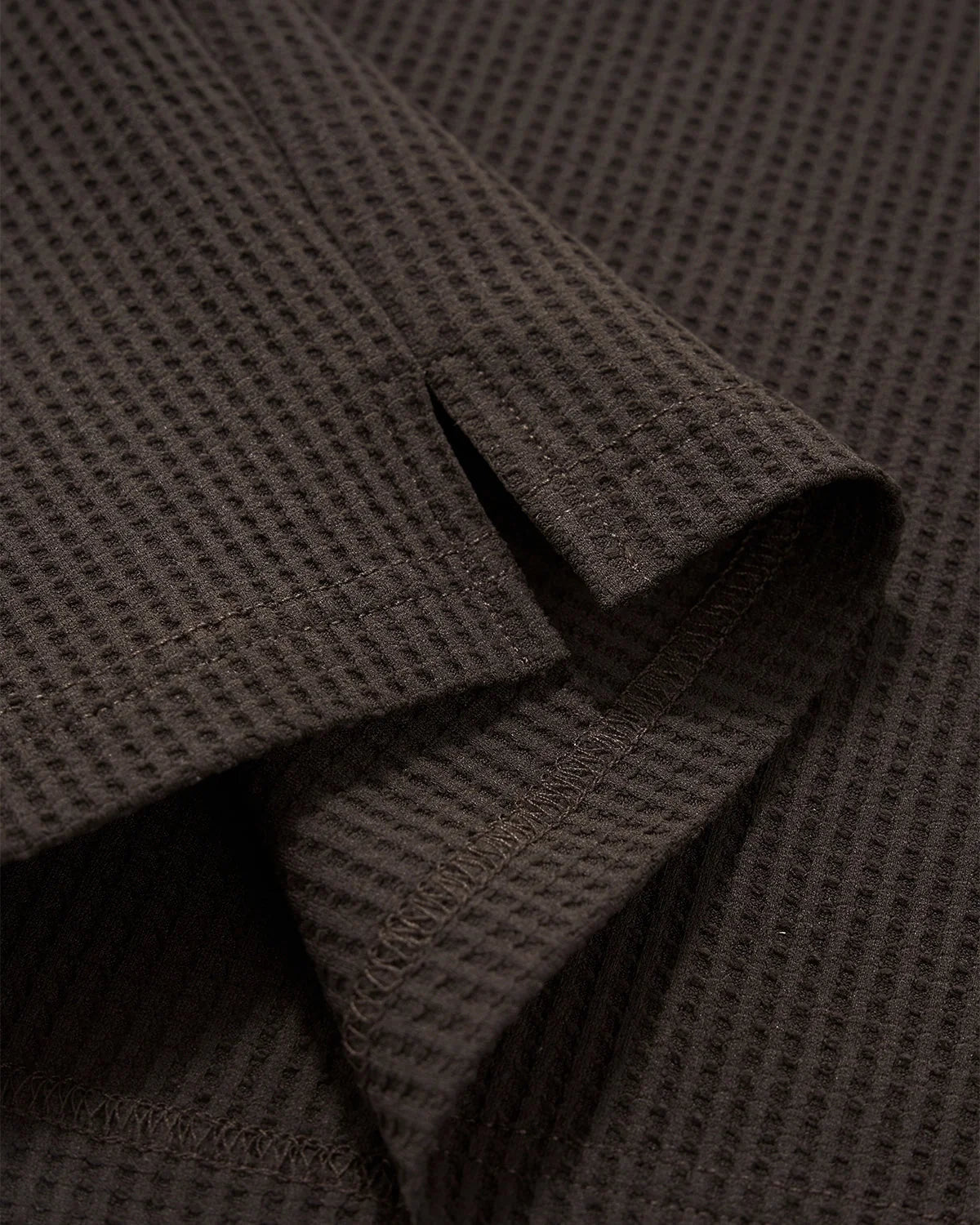 Omygoods Waffle Long Sleeve Polo Shirt
