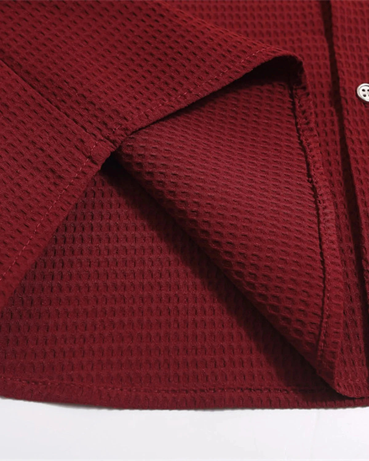 Omygoods Waffle Shirt With Metal Clasp Detail