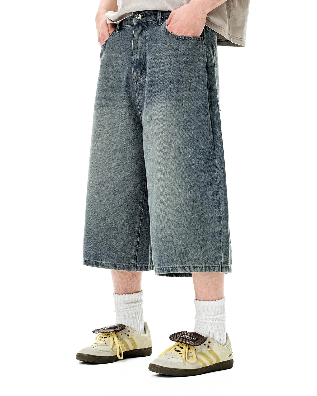 Omygoods Washed Baggy Longline Jorts