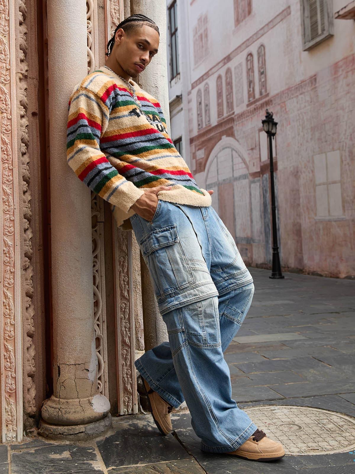 Omygoods Vintage Striped Sweater