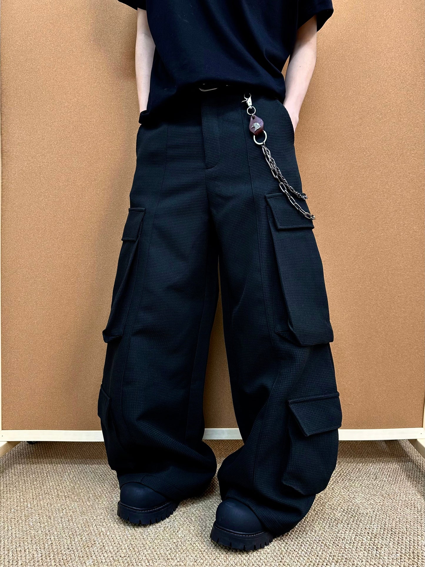 Unisex Multi-Pocket Wide Cargo Pants