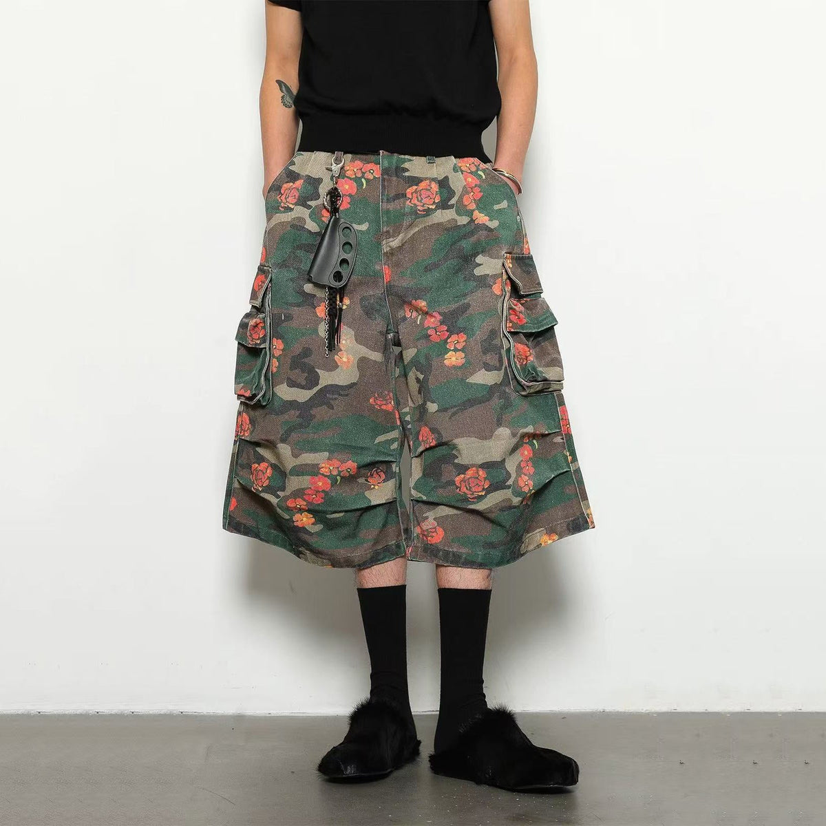 Camo Floral Baggy Wide-Leg Jorts - OMYGOODS