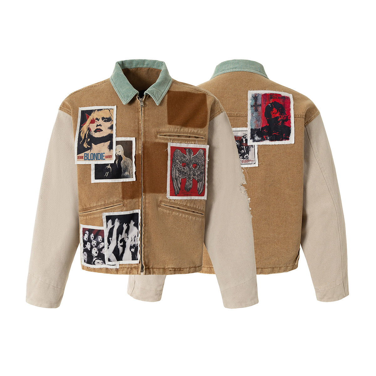Punk Retro Collage Print | Distressed Heavy Jacket
