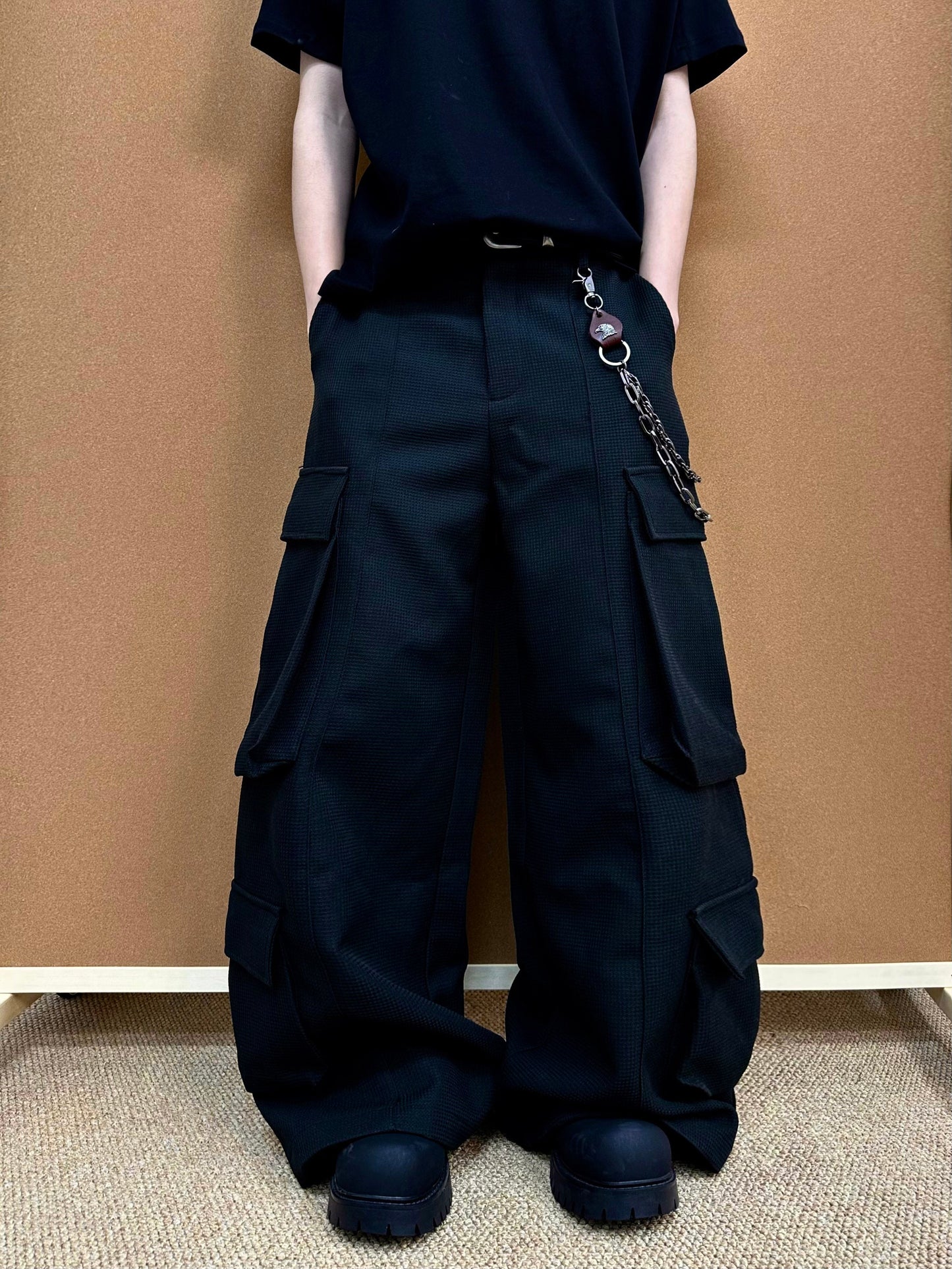 Unisex Multi-Pocket Wide Cargo Pants