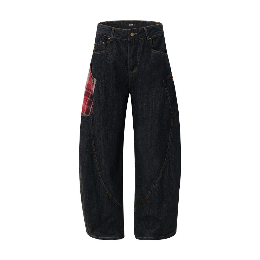 Plaid Patchwork | BAGGY BARREL Jeans