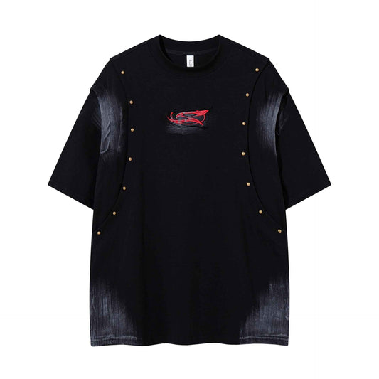 Make vintage rivets with gradient short sleeves
