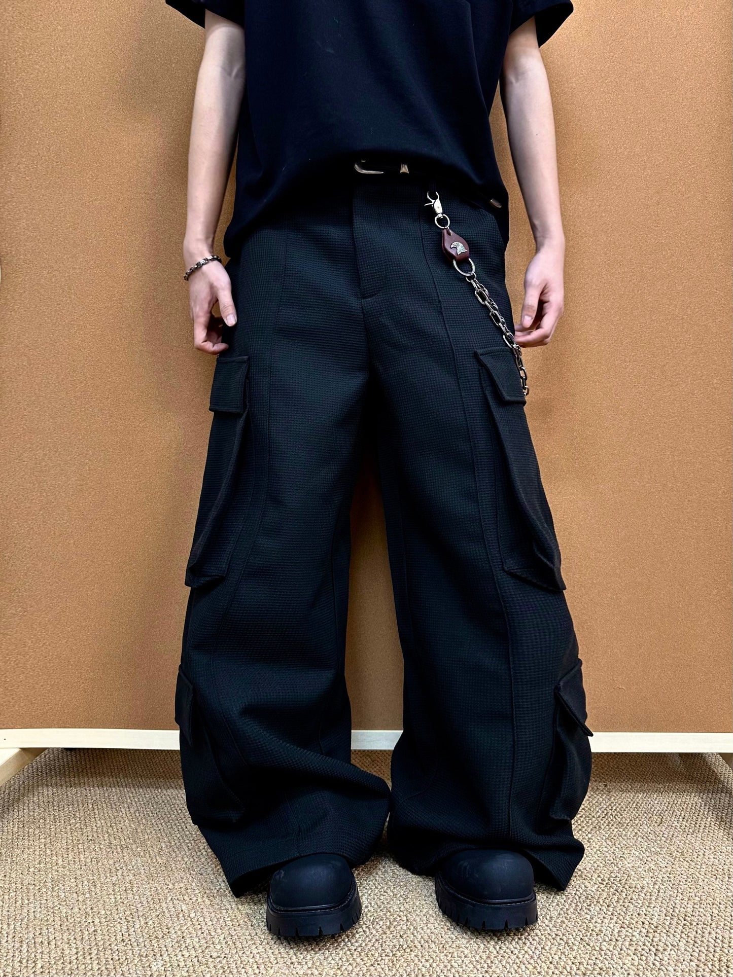 Unisex Multi-Pocket Wide Cargo Pants