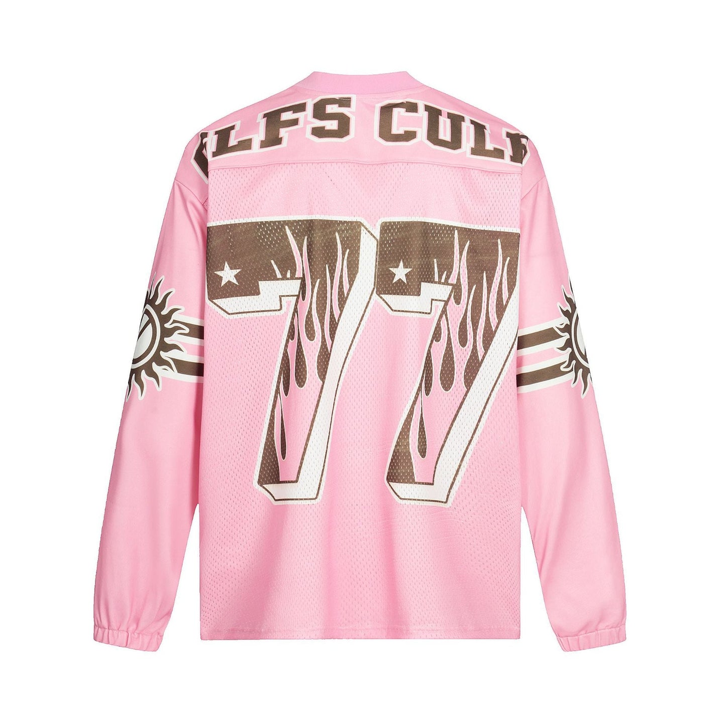 Retro Graphic Flame Number Print | Long-Sleeve Jersey T-Shirt