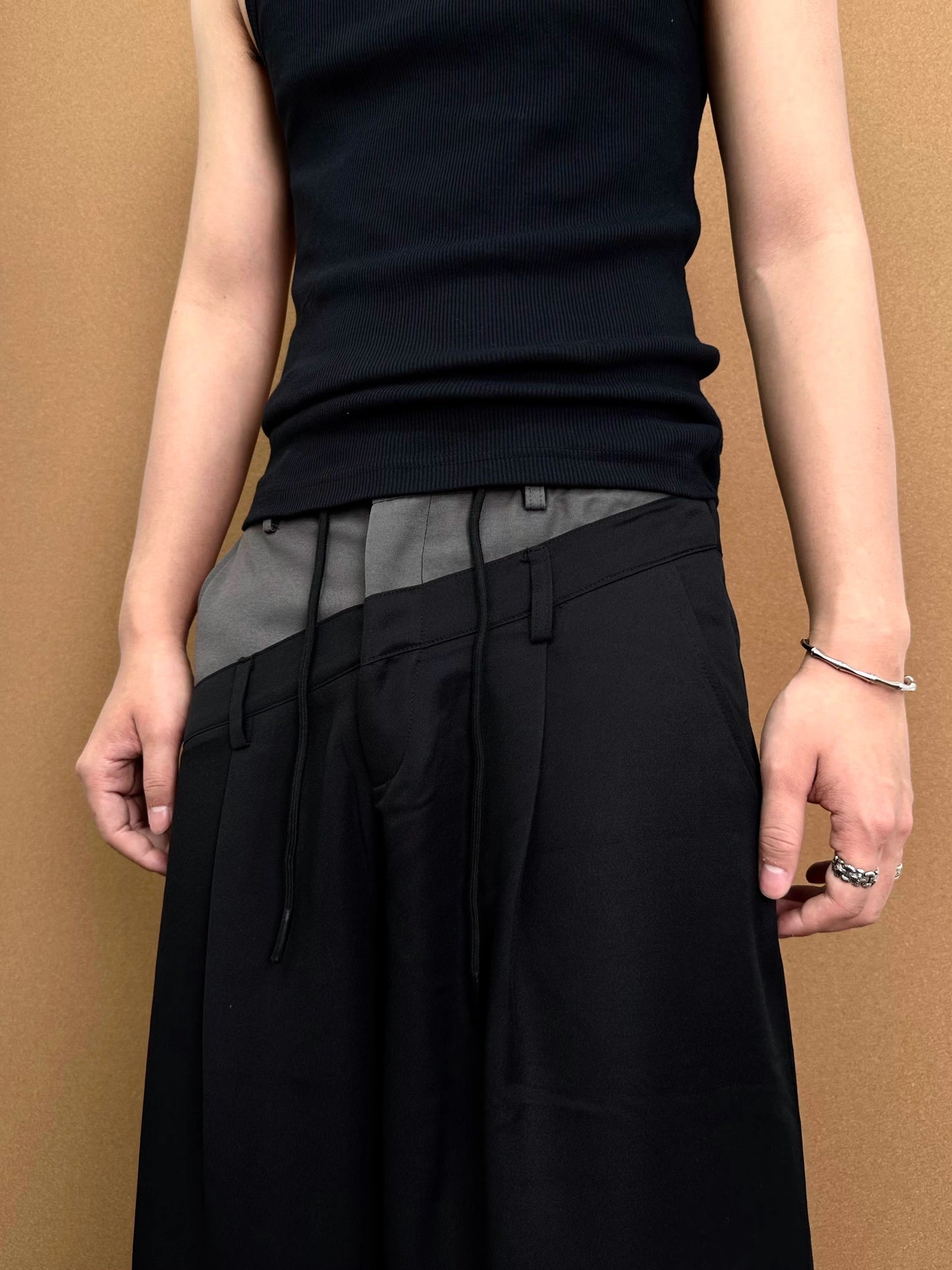 Men's Wide-Legged Black Trousers