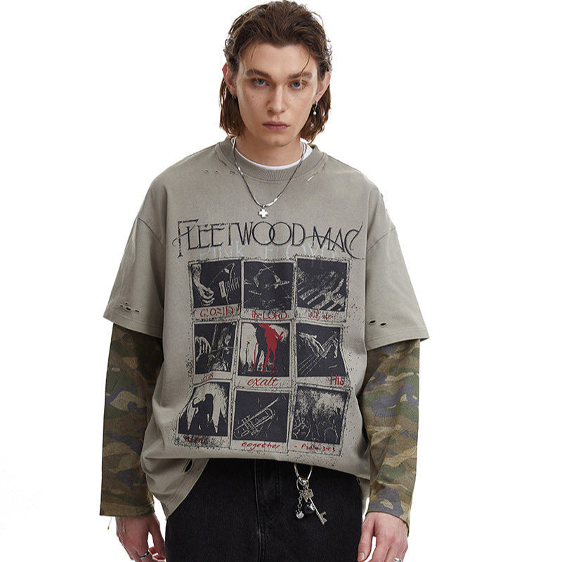 Distressed Camouflage | Two-Piece Graphic T-Shirt
