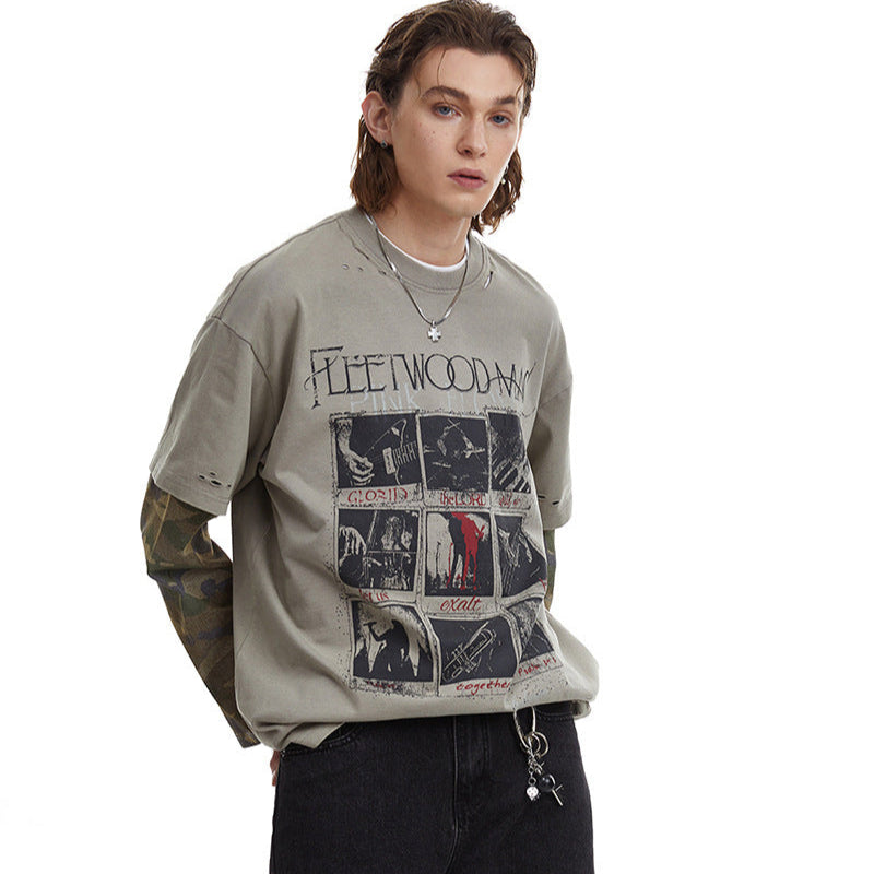 Distressed Camouflage | Two-Piece Graphic T-Shirt