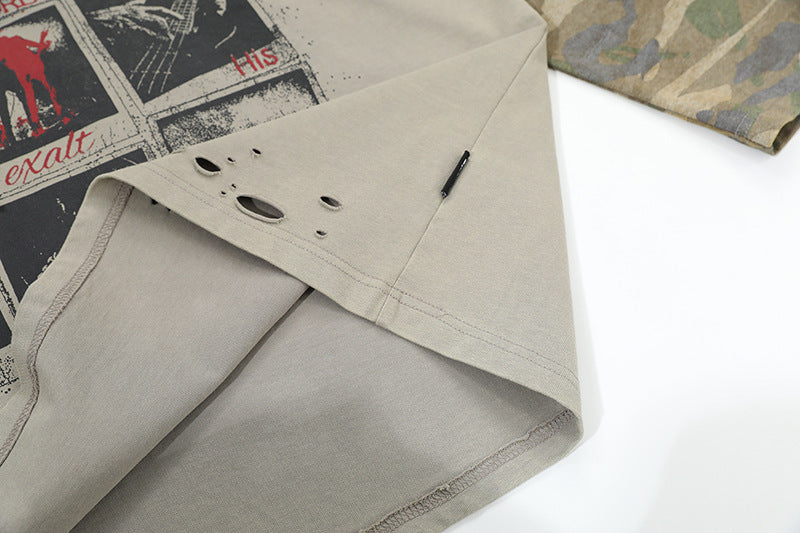 Distressed Camouflage | Two-Piece Graphic T-Shirt