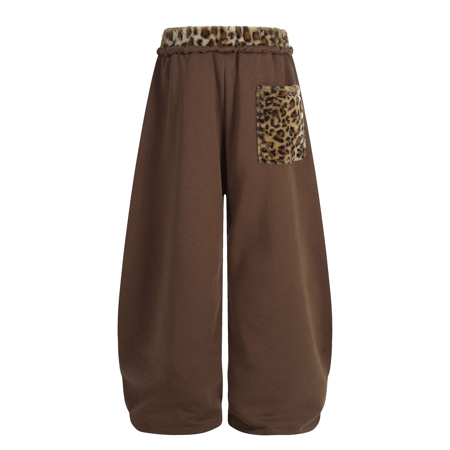 Faux-fur Leopard| Embroidery Barrel Pants
