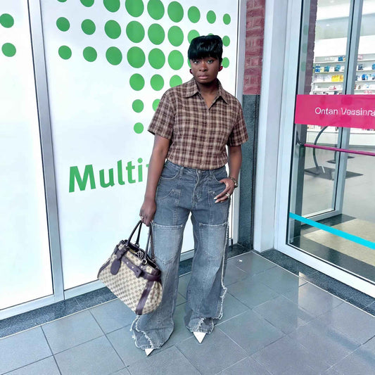 Street Style Raw Edge Multi-Pocket Washed Denim Jeans