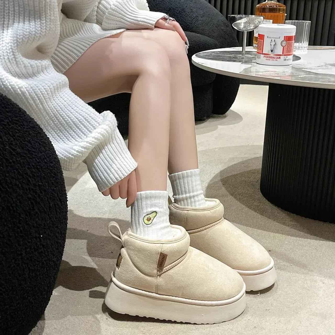 Retro Versatile Fashion Cotton Shoes Women's Anti slip Snow Shoes