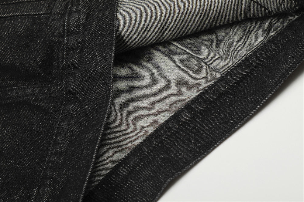 Pleated Denim | Metal Button Jacket