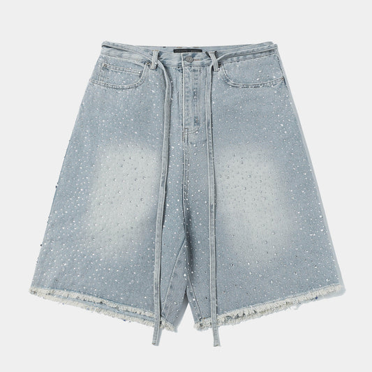 Rhinestone Frayed | Denim Shorts