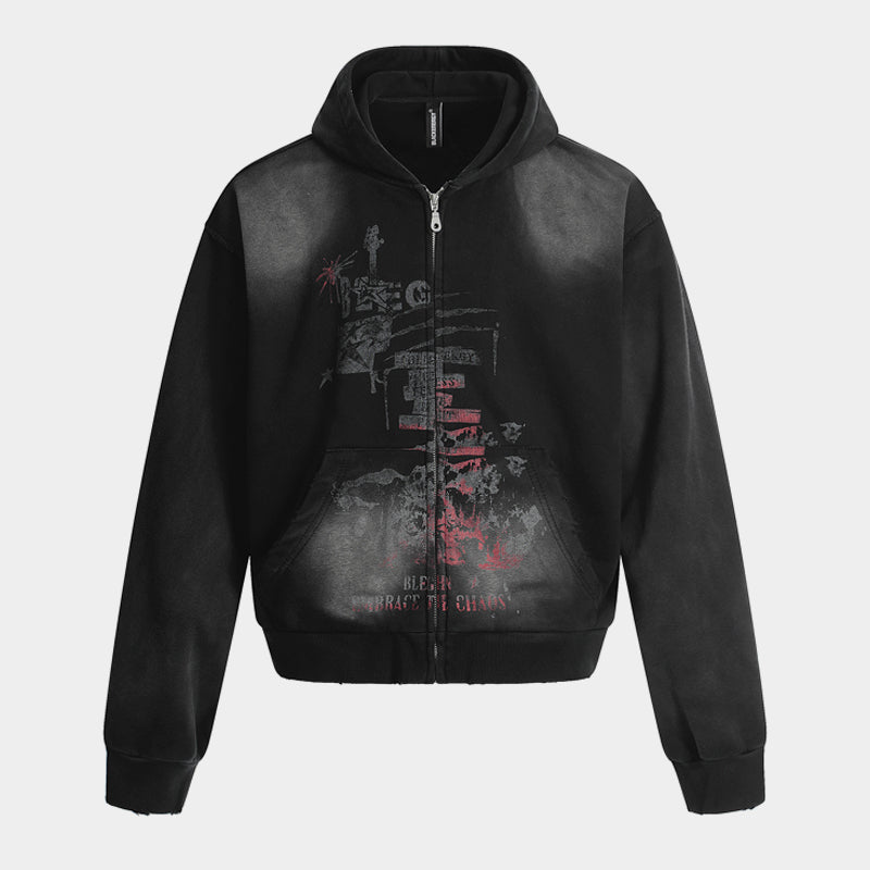Spray Paint Print | Zip Up Hoodie
