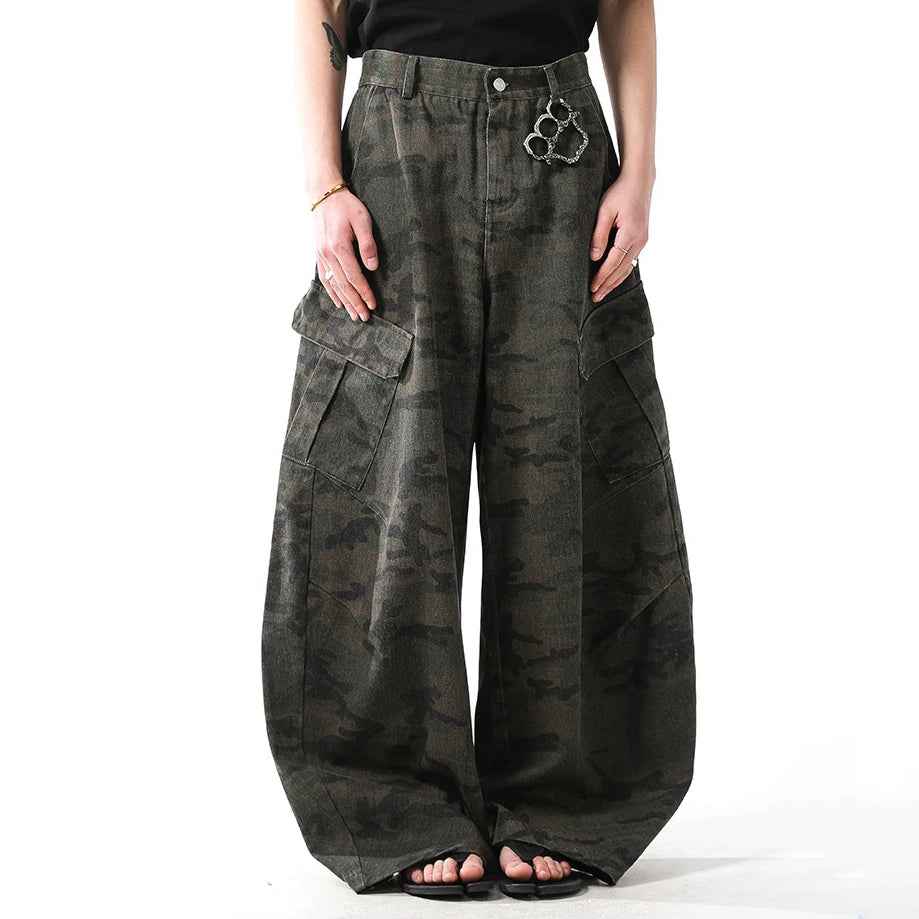 Camo Wide-Leg Cargo Pants - OMYGOODS