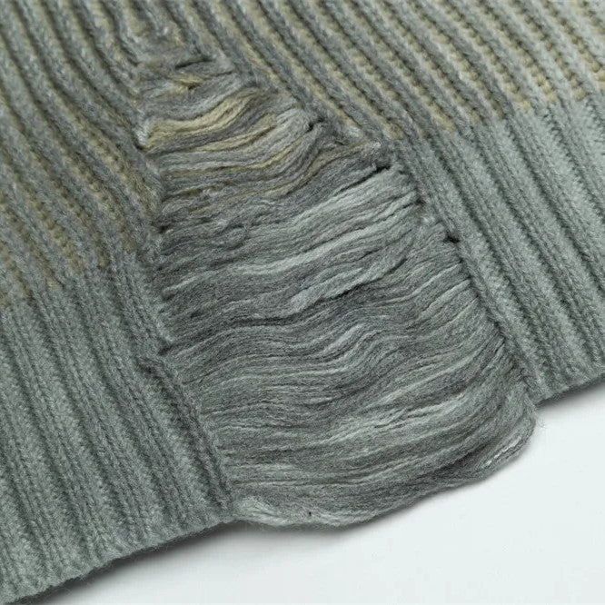 Faded Ribbed Knit Sweater