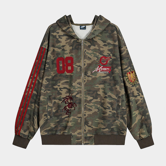 Camo Varsity Patch | Zip Up Hoodie