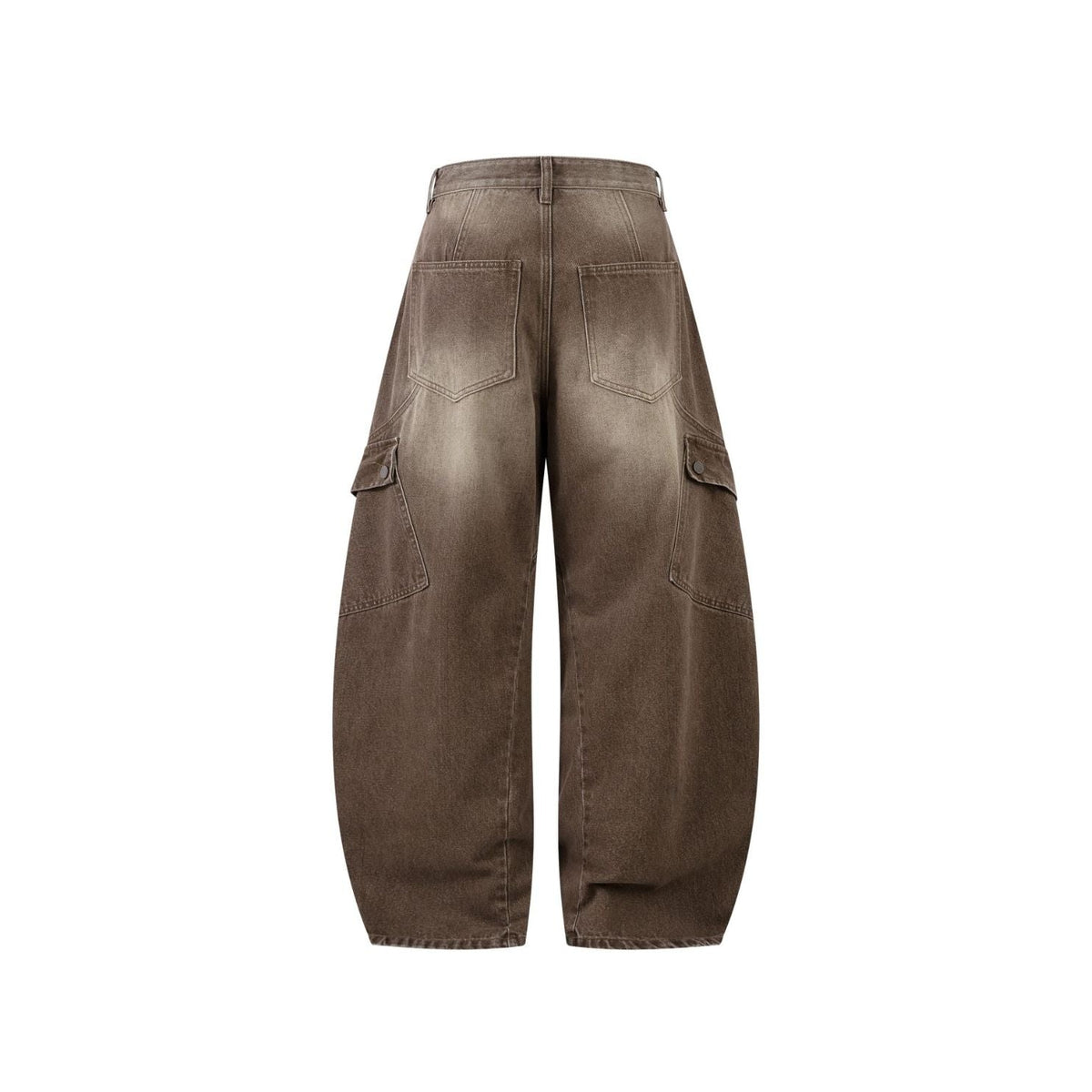 Brown Wash Cargo Barrel Jeans