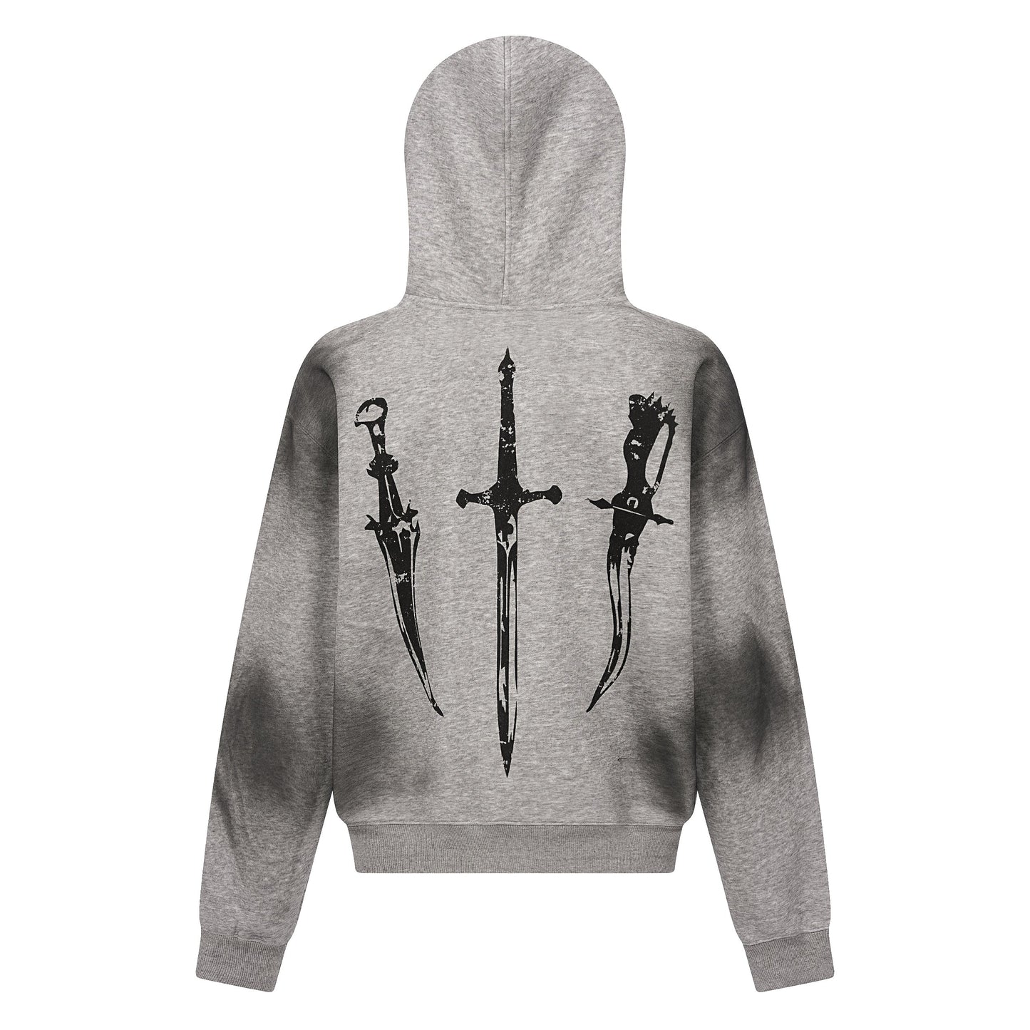Gothic Distressed Print | Zip-Up Hoodie