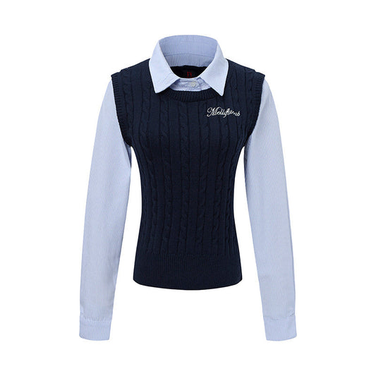 Layer Knit | Preppy Shirt Vest Combo