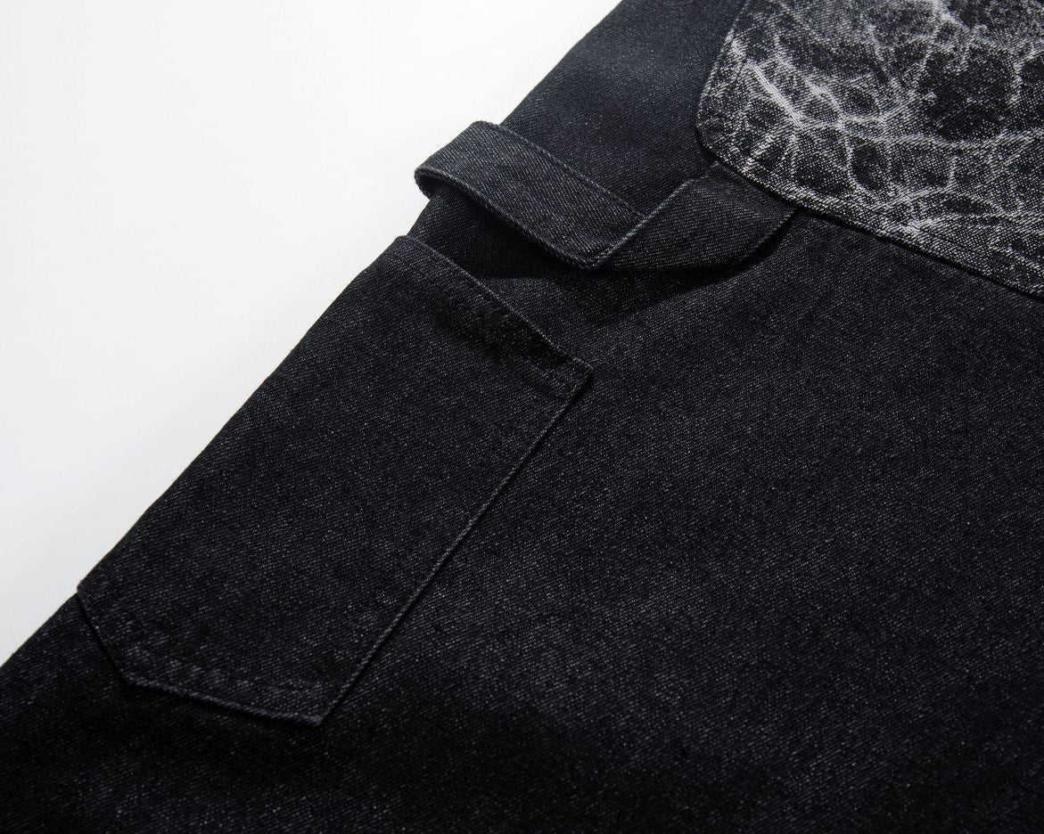 The Black Marbled Double-Waist Jeans