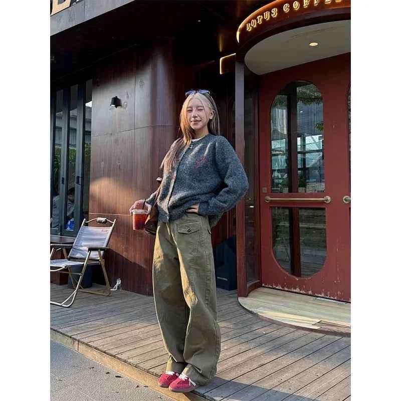 Retro Knife Pant Cut Tapered Cargo Casual Pants for Women, Loose Versatile Casual Drapey Long Pants, Ins Trendy