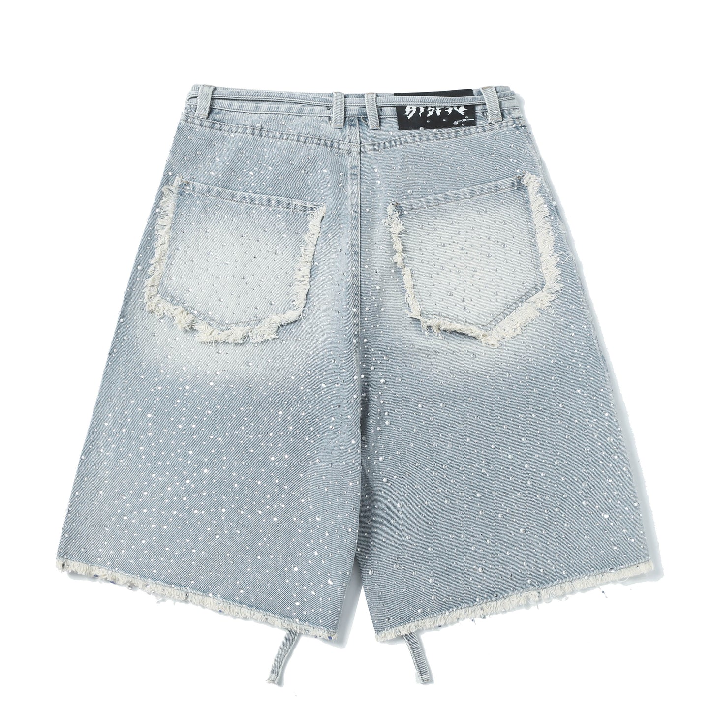 Rhinestone Frayed | Denim Shorts