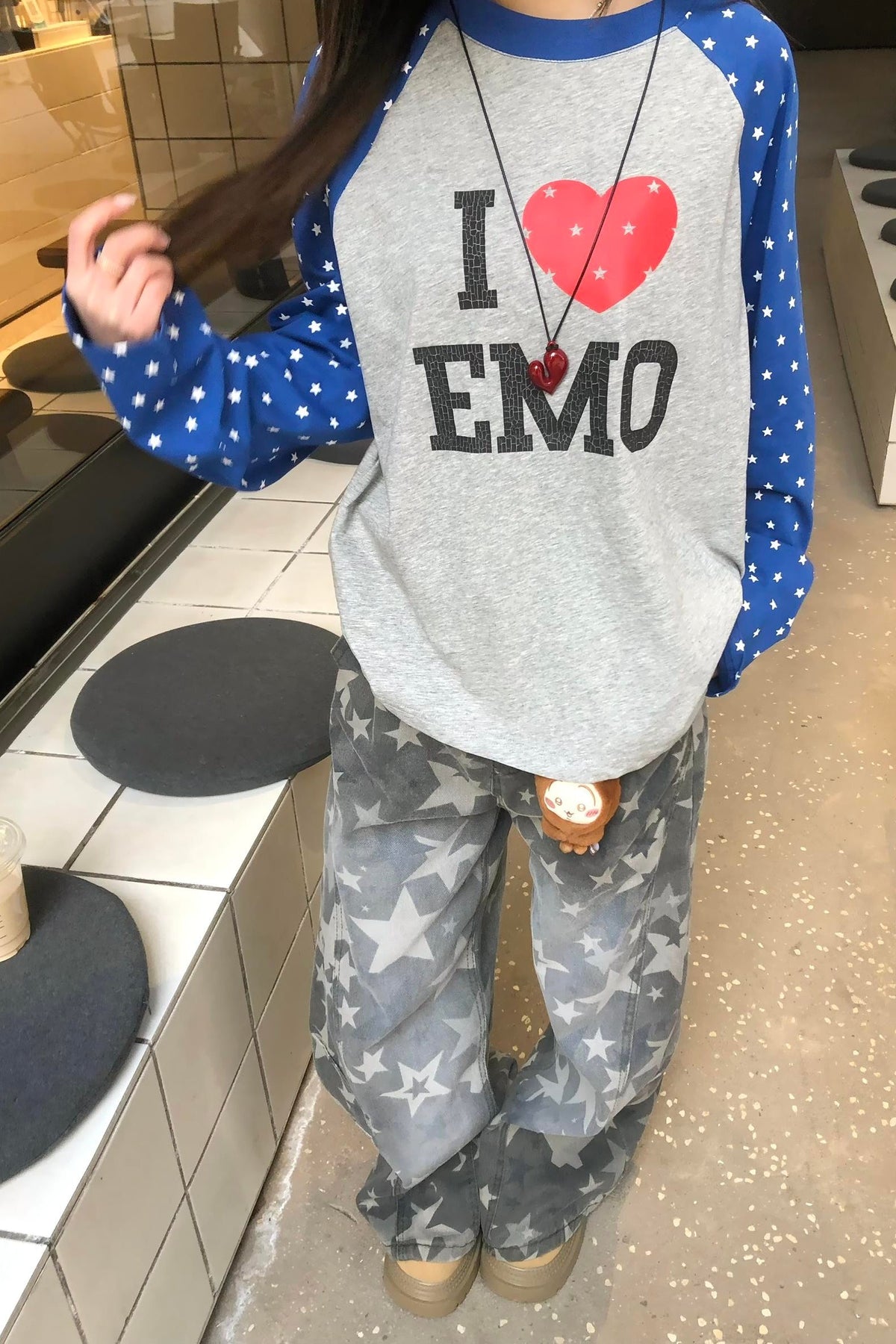 I Love Emo Starfield Raglan T-shirt