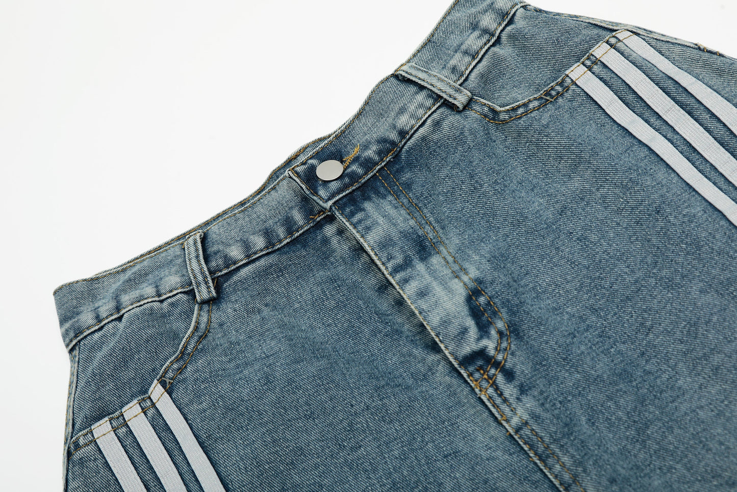 Vintage Stripe | Washed Denim Shorts
