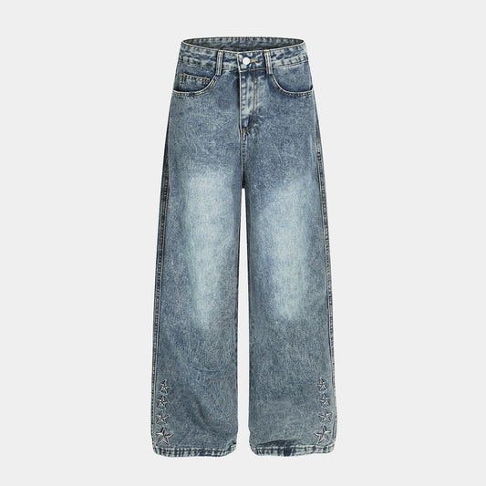 Star Stitching Washed | Wide Jeans – Elevate Your Denim Game