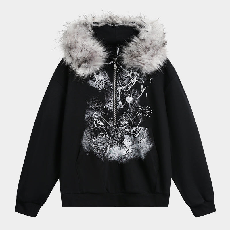 Gothic Fur Collar | Zip Up Hoodie