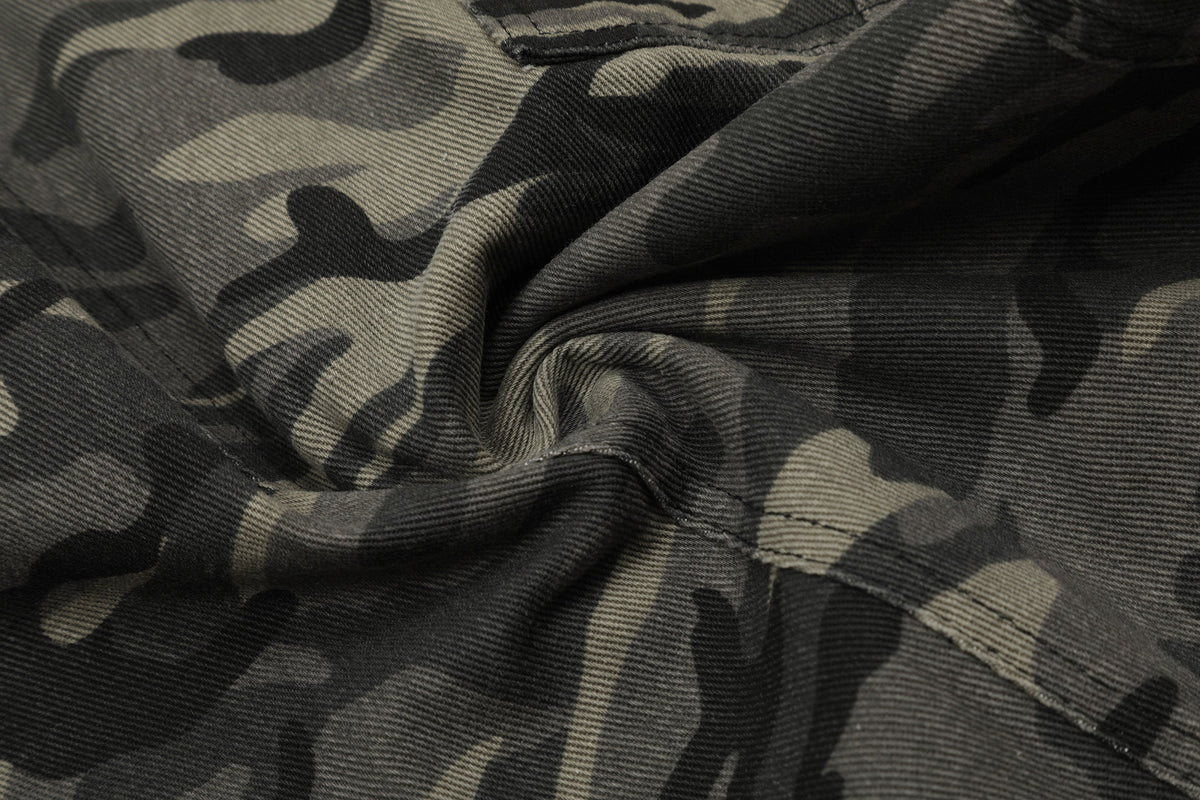 Vintage Camo Seam Panel Multi-Pocket Baggy Wide Leg Cargo Pants - OMYGOODS