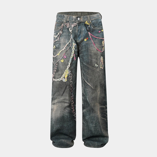 Pastel Chain Print | Denim Jeans