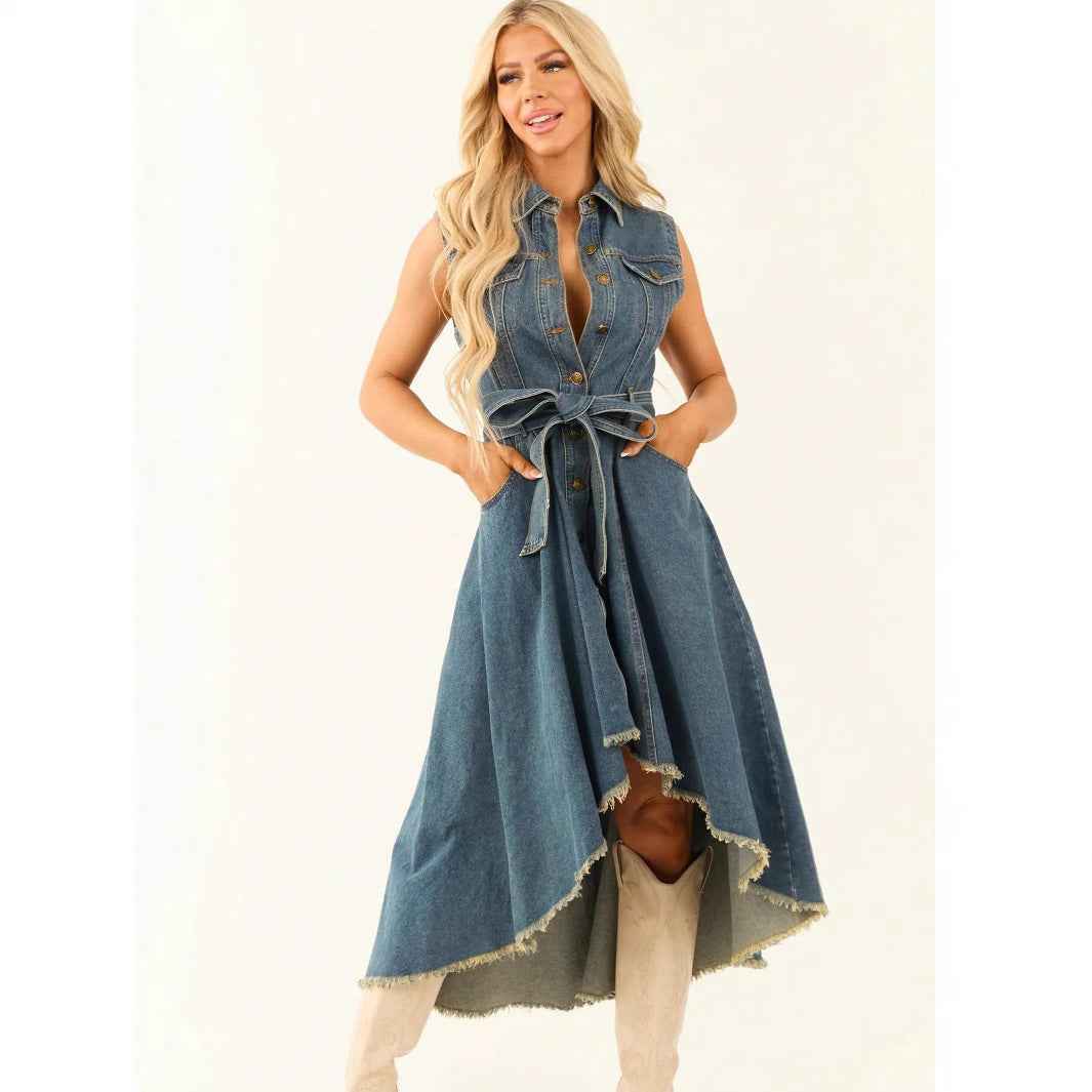 Cowboy dress, fashionable sleeveless, irregular personality