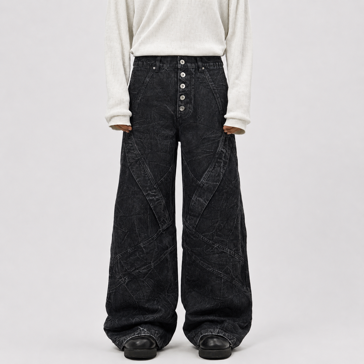 High Street Functional Structured Design Tie-Dye Baggy Jeans