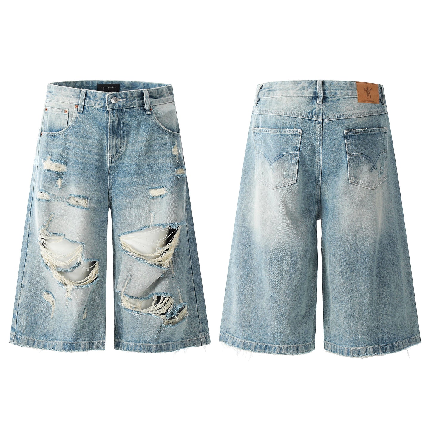 Ripped Washed | Wide-Leg Shorts