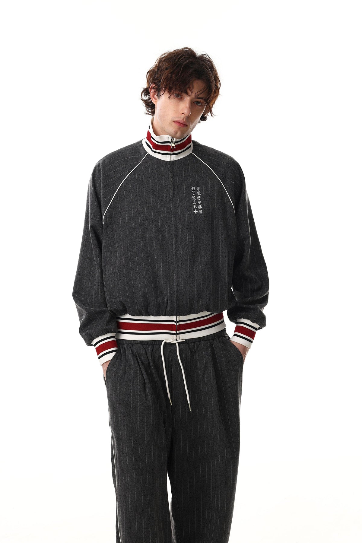 Varsity Pinstripe Track Jacket