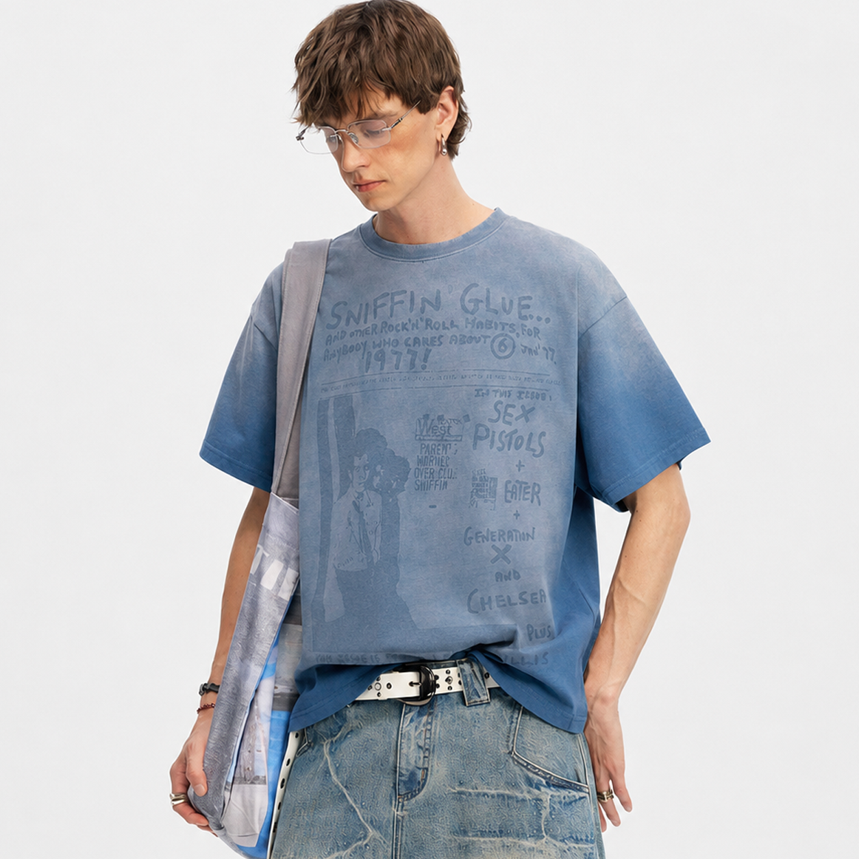 Washed Graphic Print Cotton T-Shirt