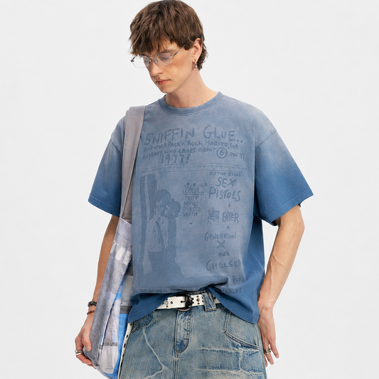 Washed Graphic Print Cotton T-Shirt