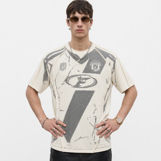Trompe L'oeil Halftone Jersey Graphic T-Shirt