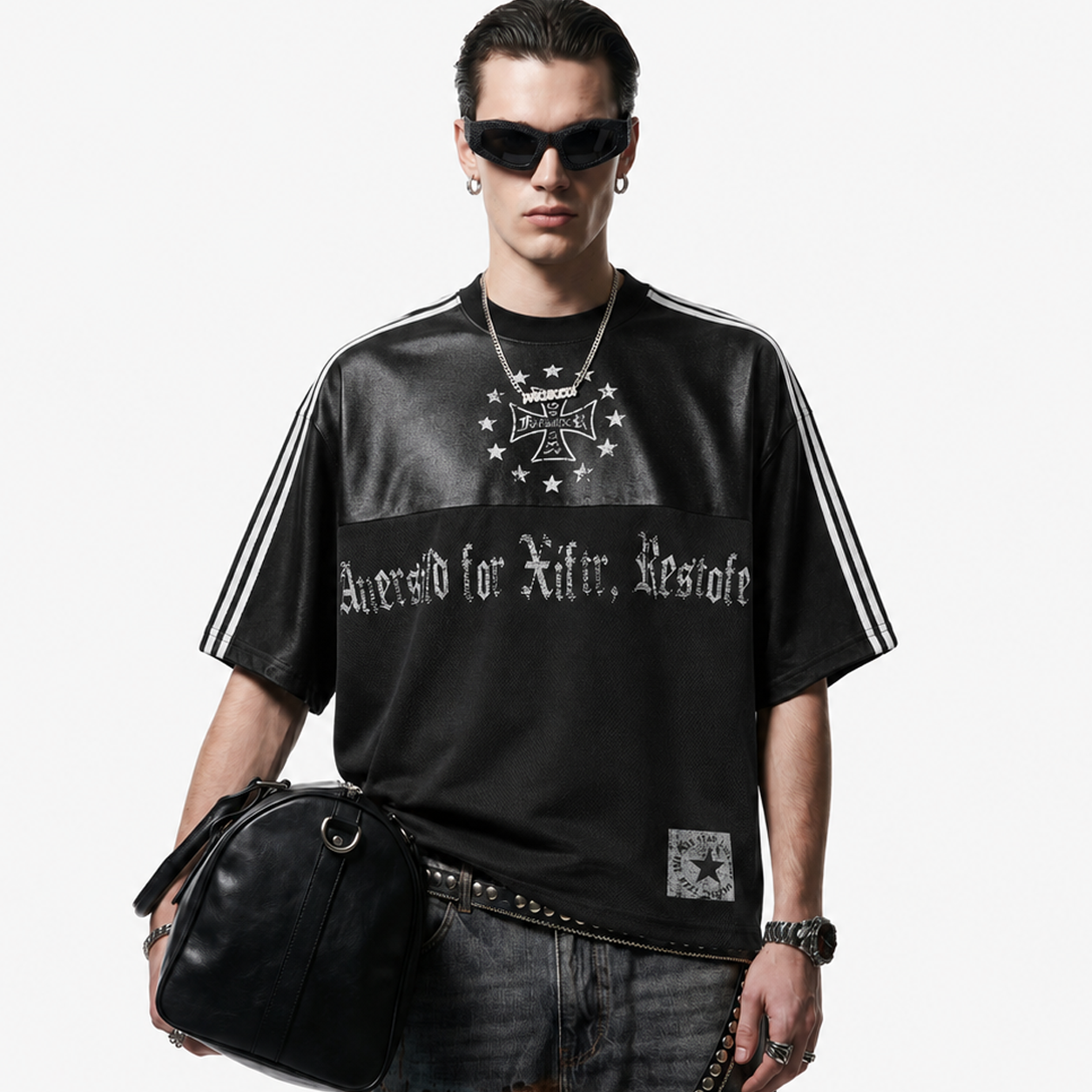 Gothic Chrome Mixed-Media Retro Jersey