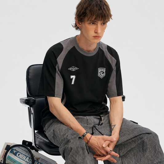 Suede-Touch Embroidered Sport Color-Block T-Shirt
