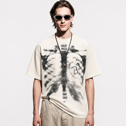 X-Ray Skeleton Graphic Waffle T-Shirt